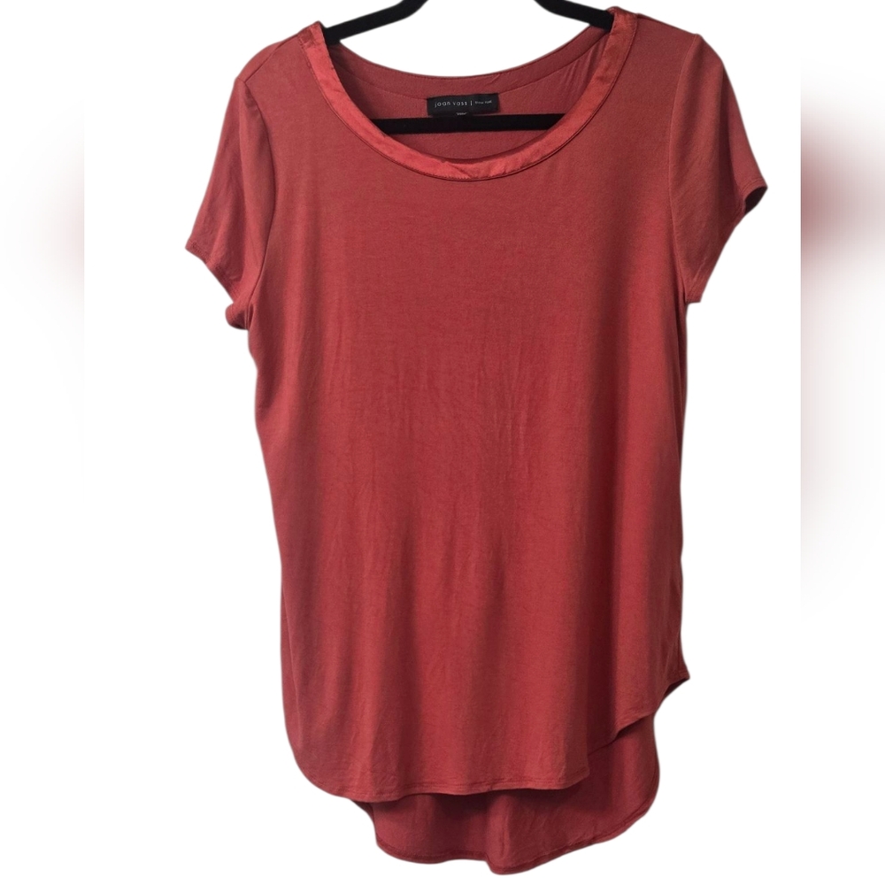 Joan Vass Women's Short Sleeve High/Lo Tunic Shirt Size M